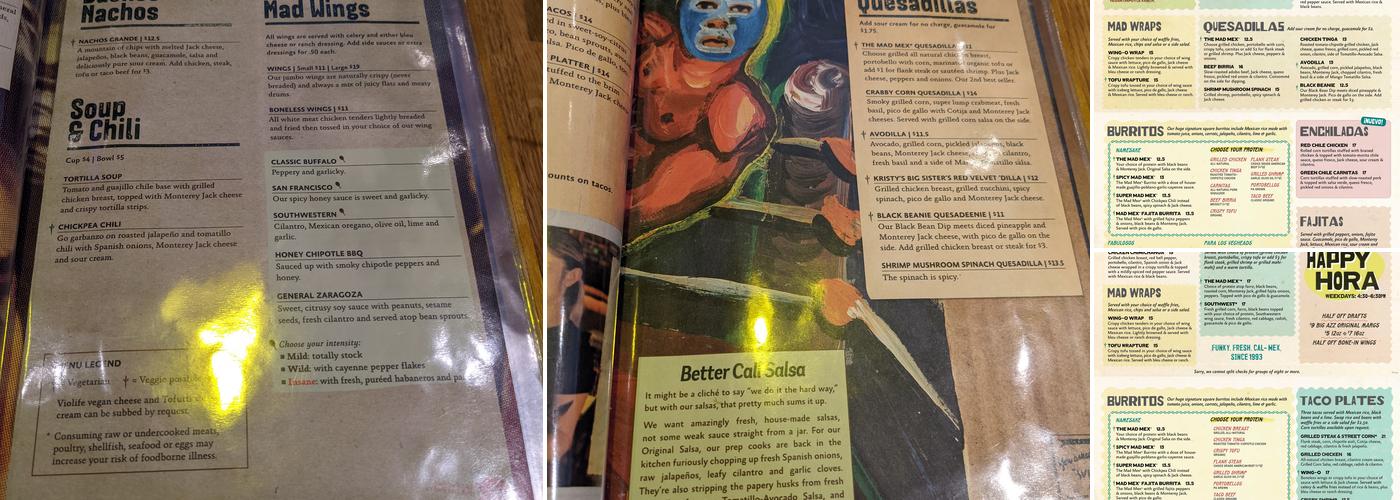 Mad Mex Waterworks Menu