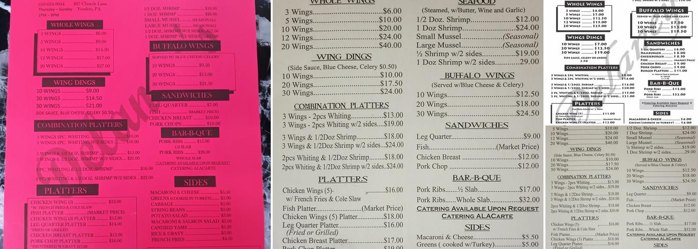 Delaney's Soul Food Menu