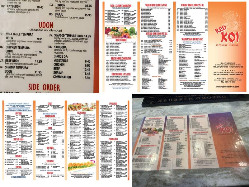 Red Koi Japanese Cuisine - Bartlett Menu