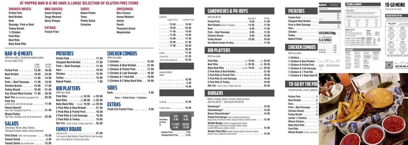 Pappas Bar-B-Q Menu