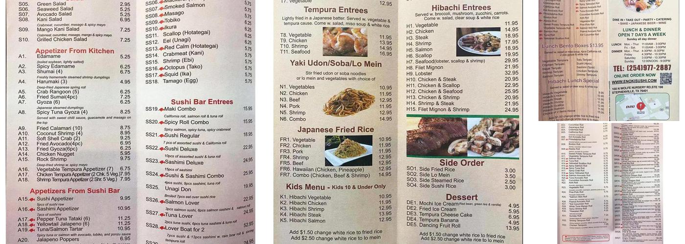Enoki Sushi Menu