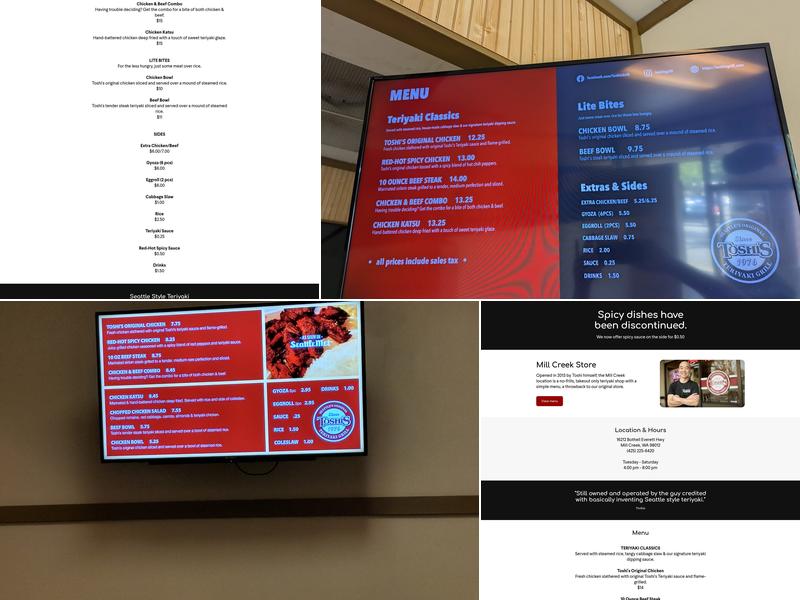 Toshi's Teriyaki Grill Menu