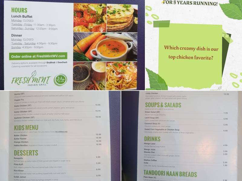 FRESH MINT Indian Grill Menu