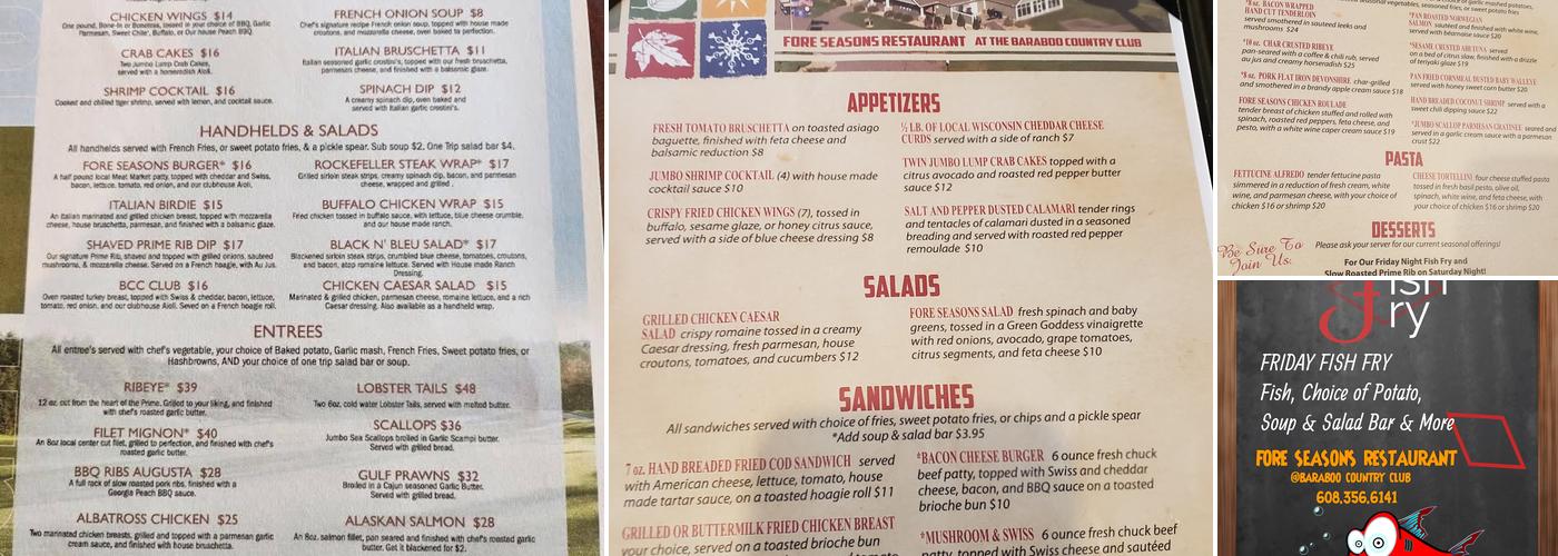 Fore Seasons Restaurant @ the BCC Menu