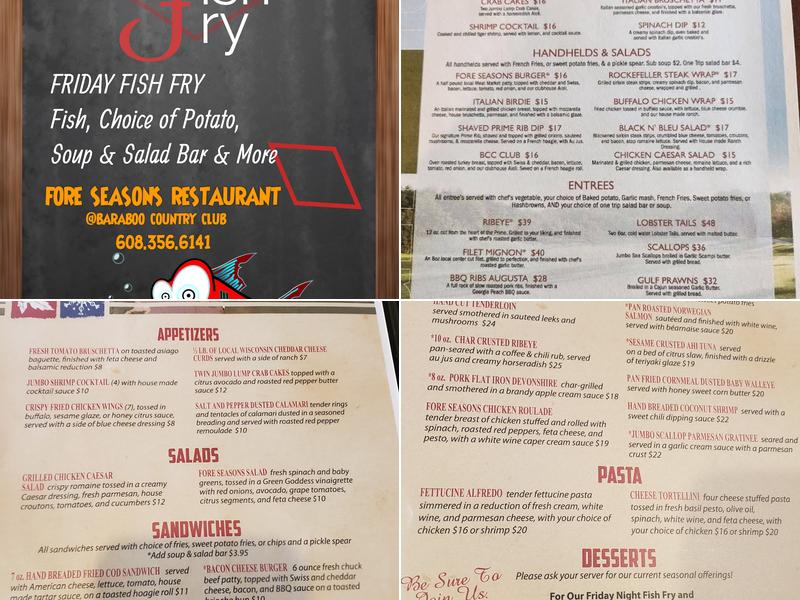 Fore Seasons Restaurant @ the BCC Menu