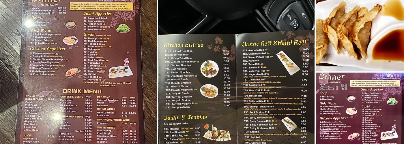 Sushi Bomb Menu