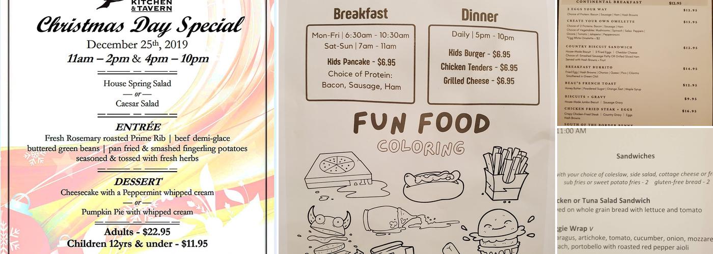 Beau's Kitchen & Tavern Menu