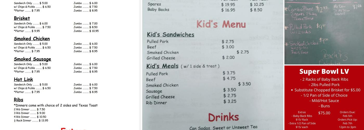 Rub'em Tender BBQ Menu