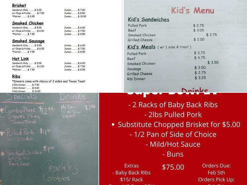 Rub'em Tender BBQ Menu