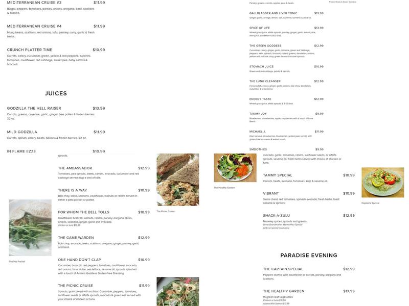 Healthy Garden Health Center Menu