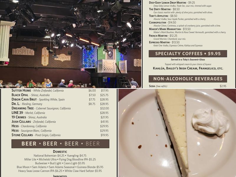 Toby's Dinner Theatre Menu