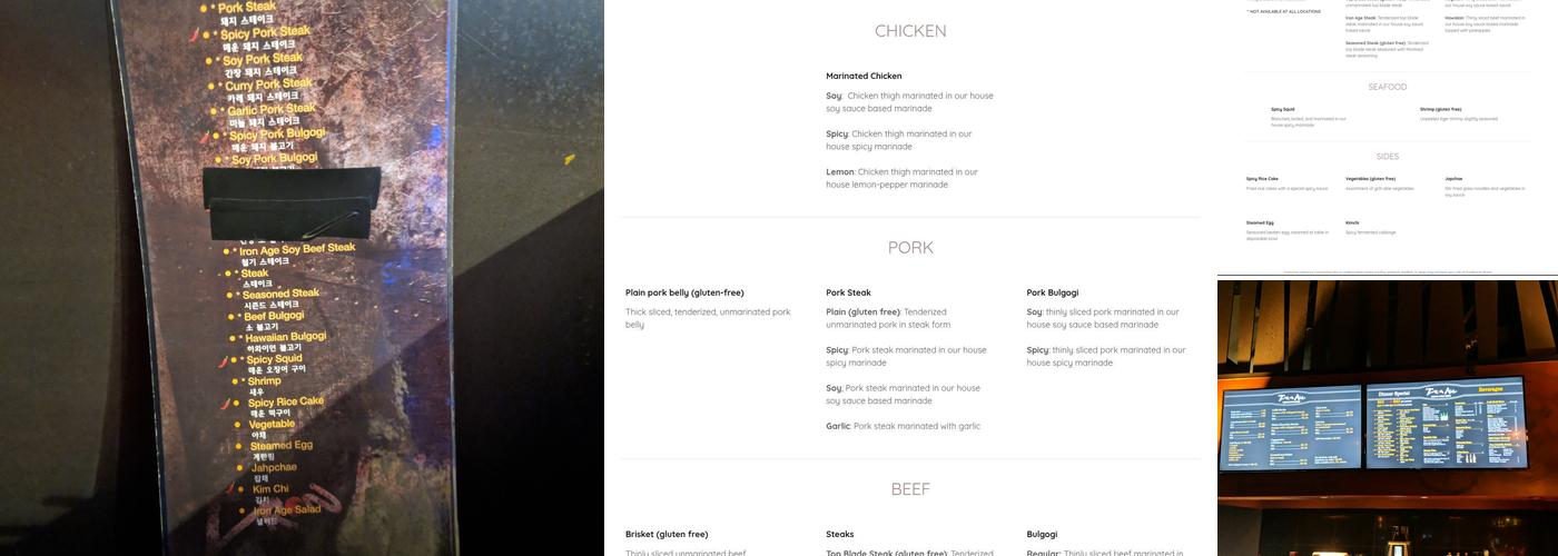 Iron Age - Baltimore Menu