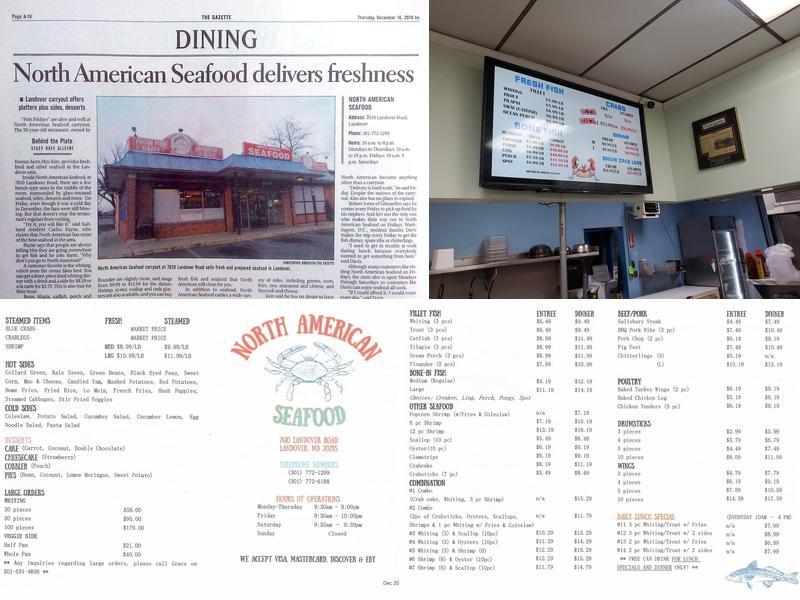 North American Seafood Menu