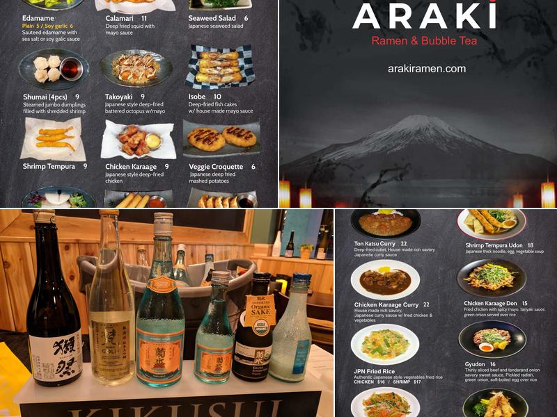 Araki Ramen & Bubble Tea Menu