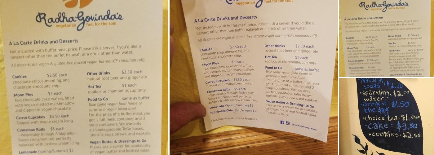 Radha Govinda's Menu