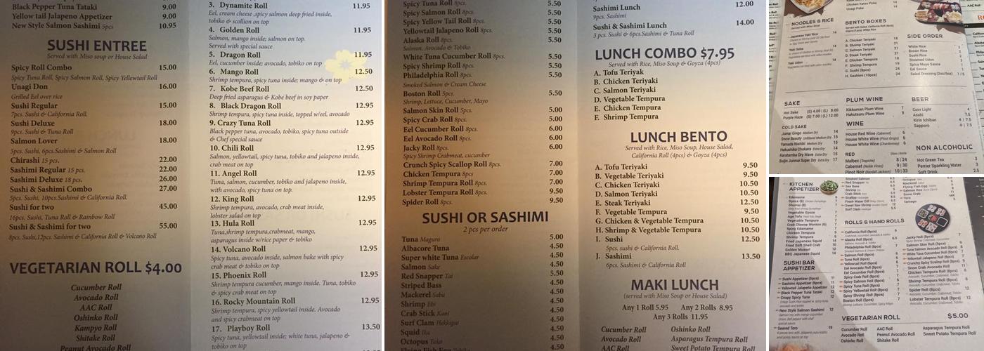 Sushi Aji Menu