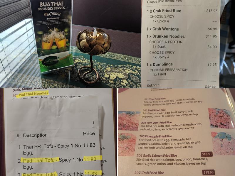 Bua Traditional Thai Cuisine (Tasty Thai Lotus) Menu