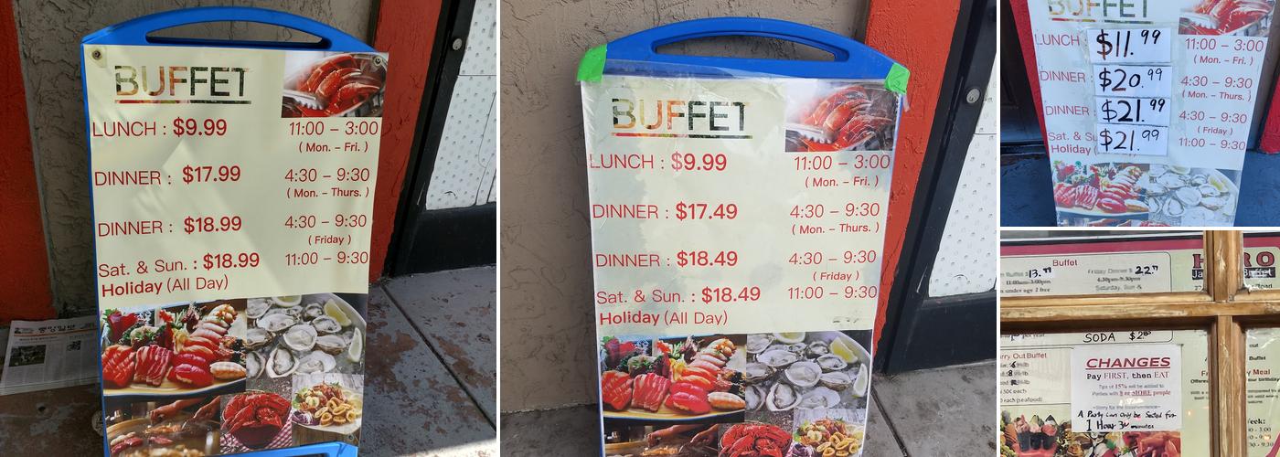 Hiro Japanese Buffet Menu