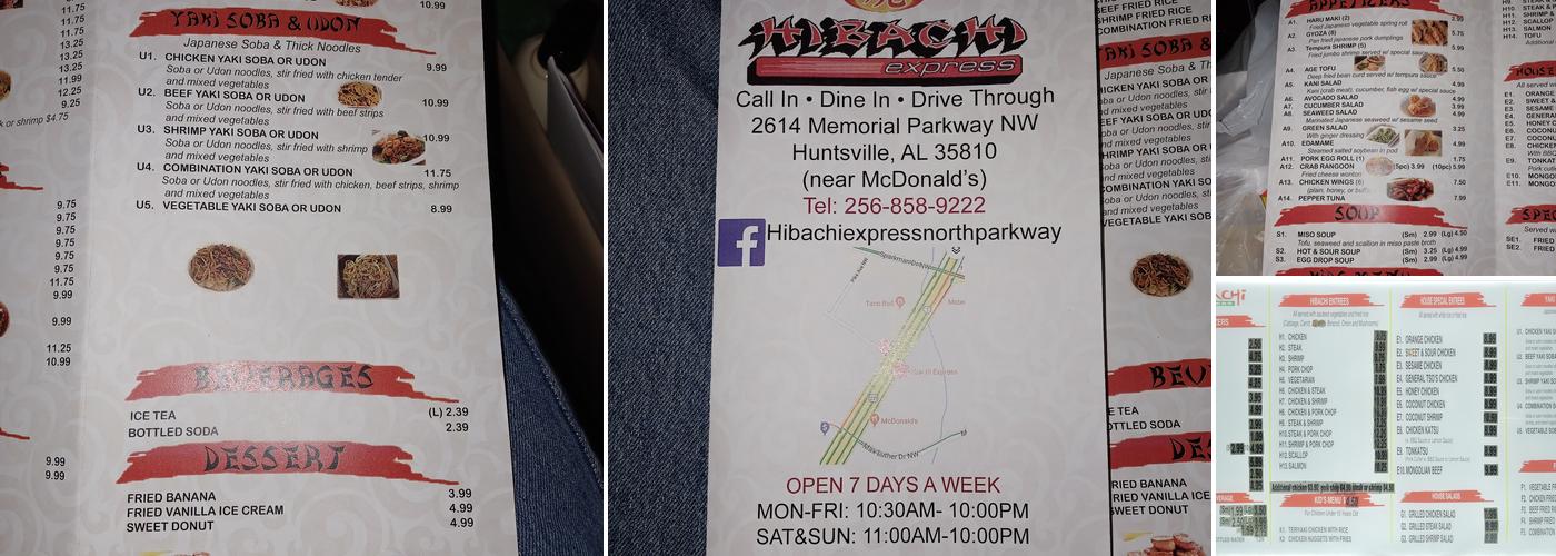 Hibachi Express Menu
