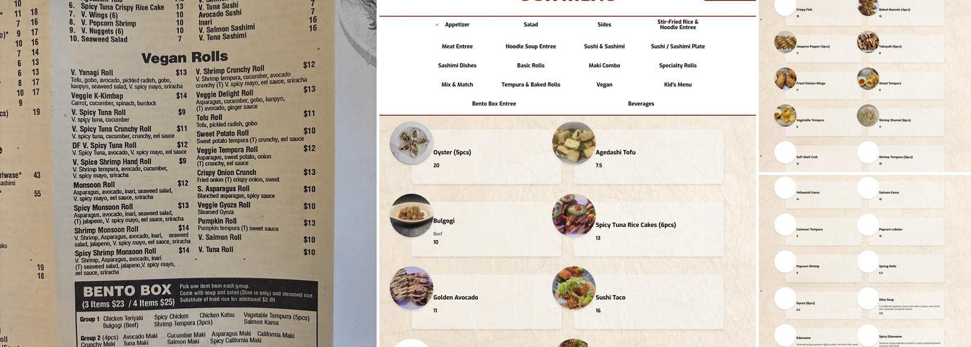 YANAGI SUSHI Menu