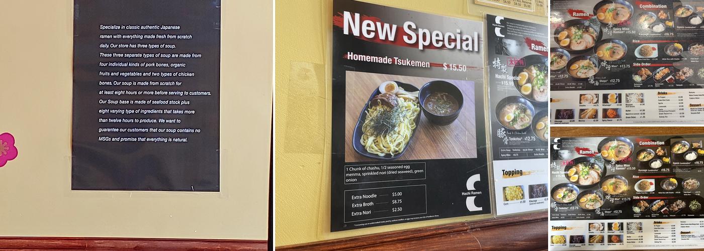 Hachi Ramen Menu