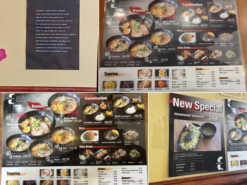 Hachi Ramen Menu