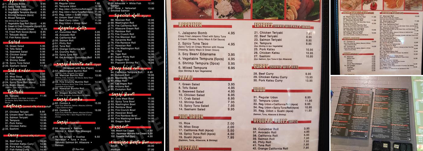 Sushi Stop Menu
