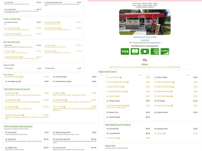 JU-SUSHI​ Groton Menu