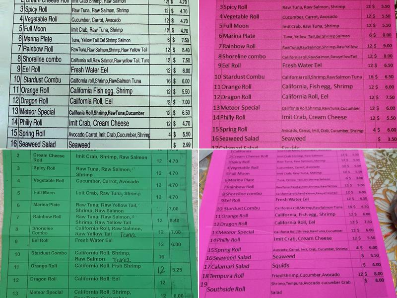Sushi & Sub Menu