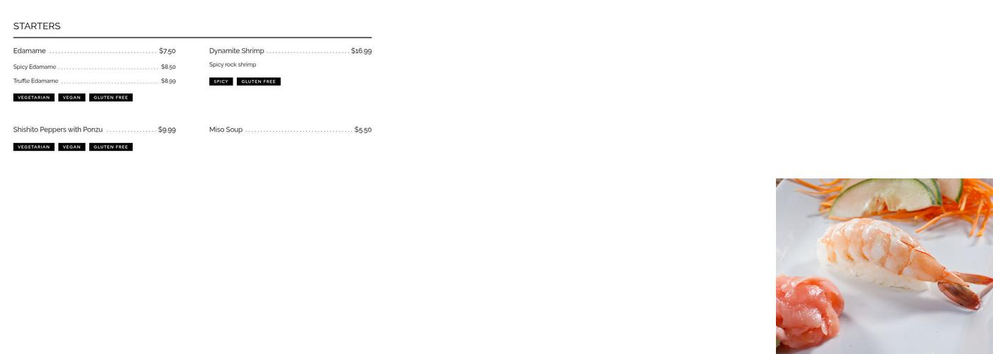 Tokyo Tuna Sushi Menu