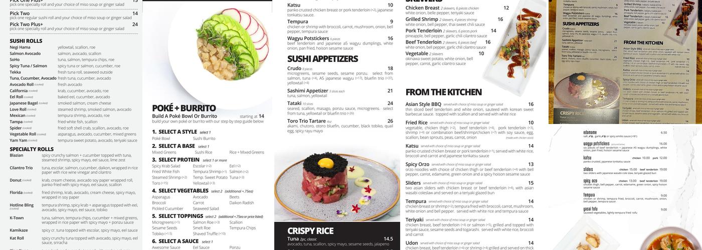 SoHo Sushi Menu