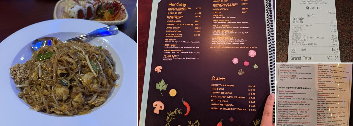 Ninja Thai & Sushi Bar Menu
