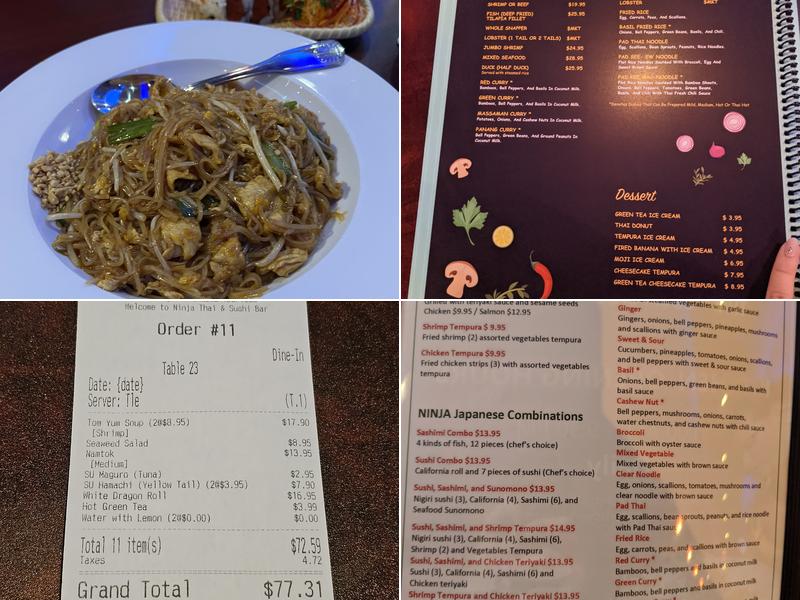 Ninja Thai & Sushi Bar Menu