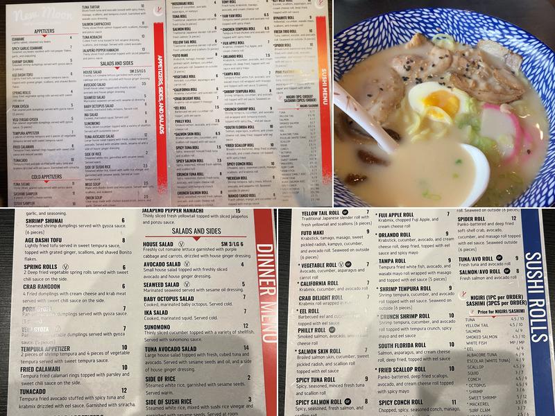 New Moon Sushi Menu
