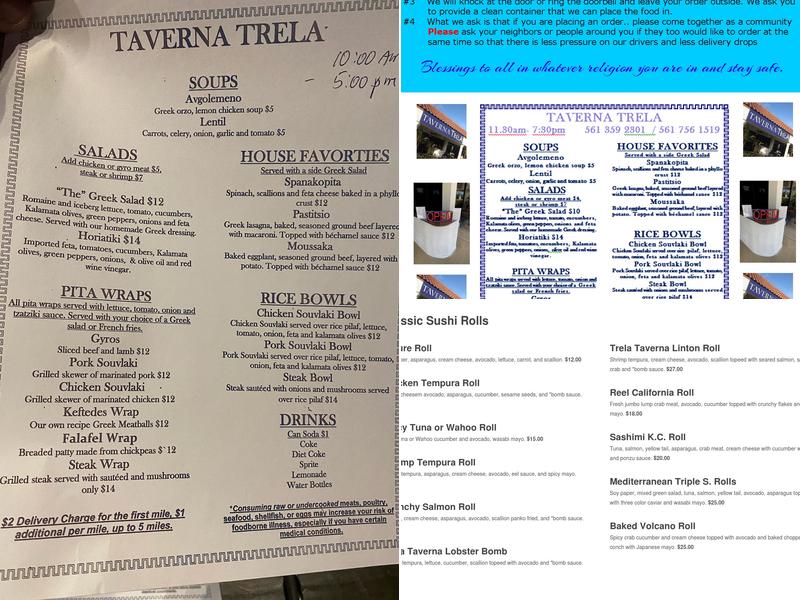 Zorba's Taverna Menu