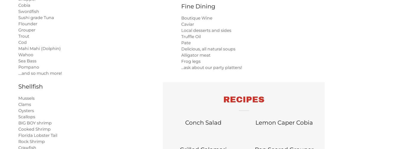 Old Dixie Seafood Menu