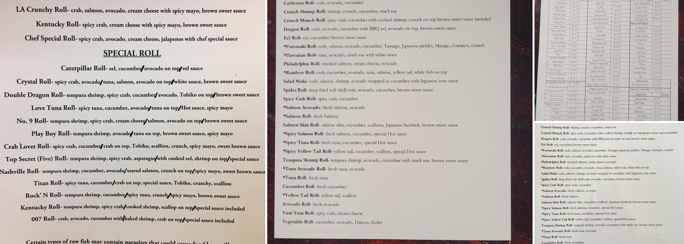 Sushi Circle Menu