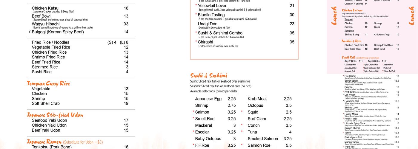 HOKKAIDO sushi & teppan Menu