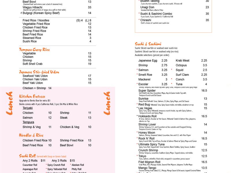 HOKKAIDO sushi & teppan Menu
