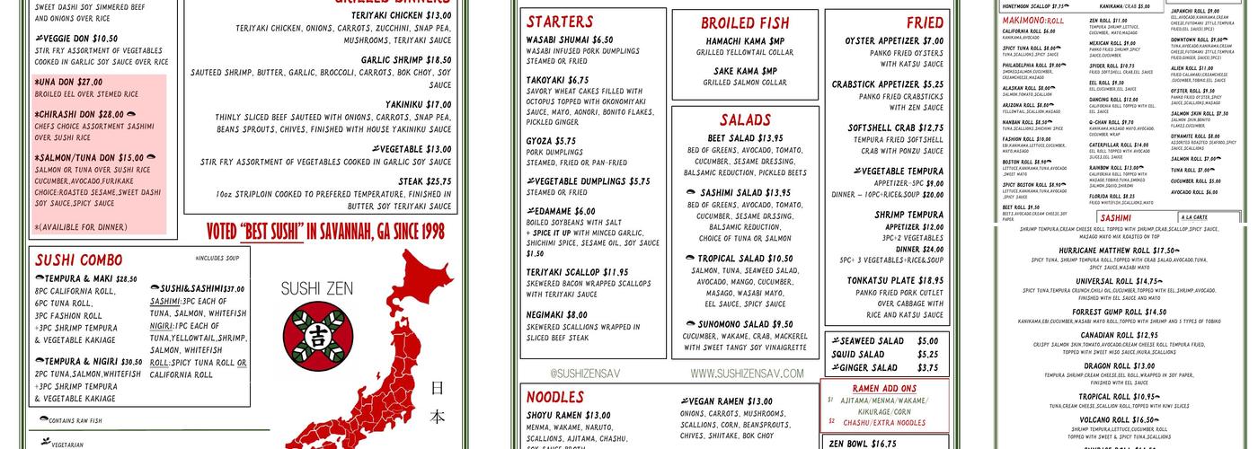 Sushi Zen Southside Menu