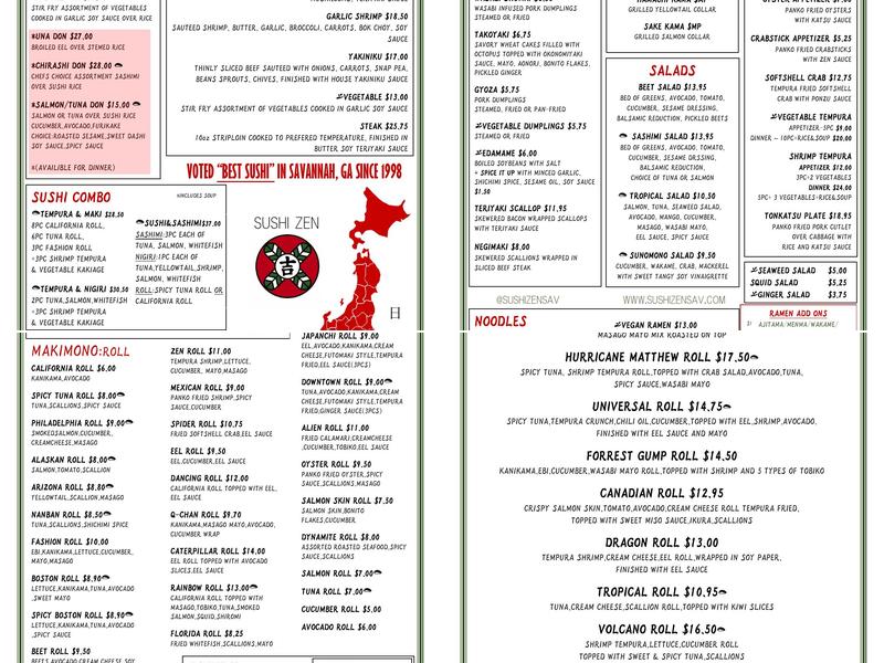 Sushi Zen Southside Menu