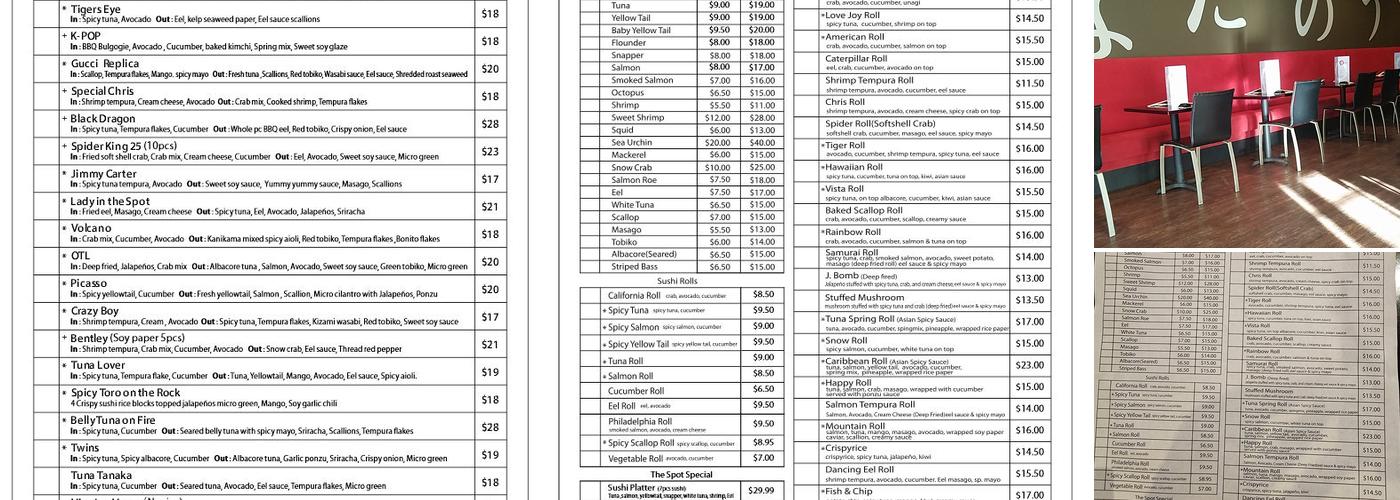 The Spot sushi bar (former Sushi Uchi) Menu