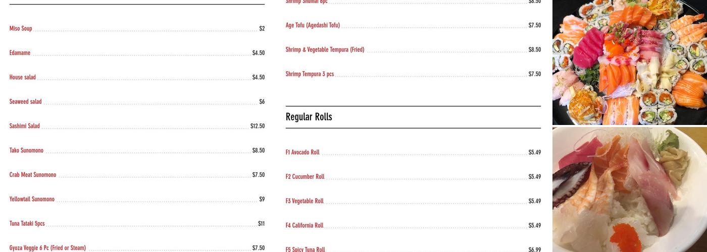 Sing Sing Sushi Menu