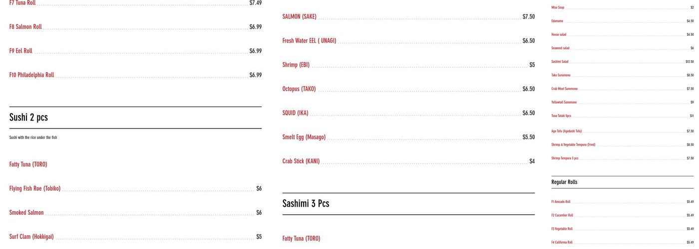 Sing Sing Sushi Menu