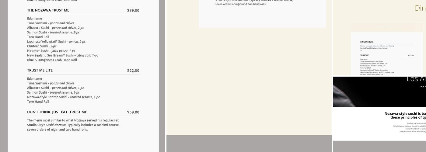 SUGARFISH by sushi nozawa Menu