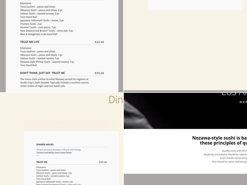 SUGARFISH by sushi nozawa Menu