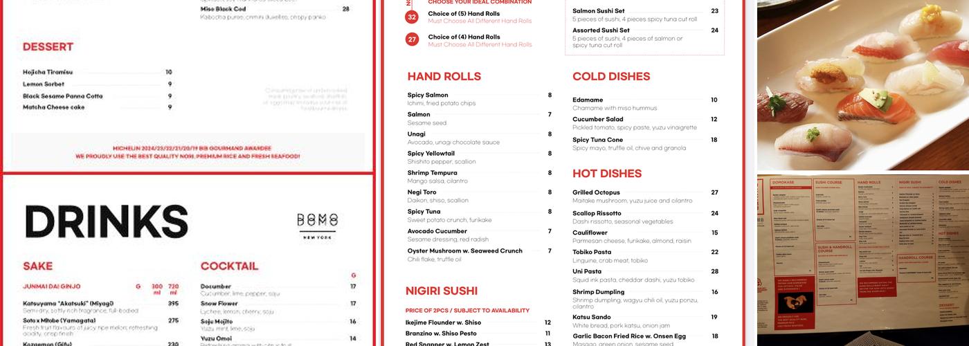 DOMODOMO New York Menu