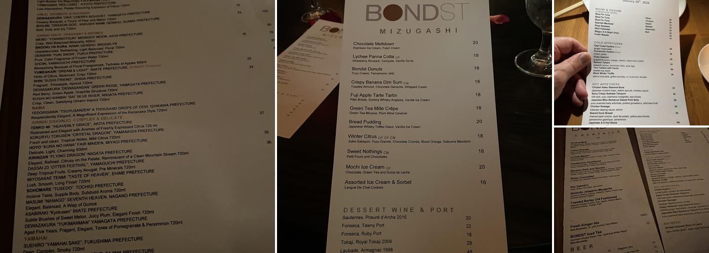 BONDST Menu