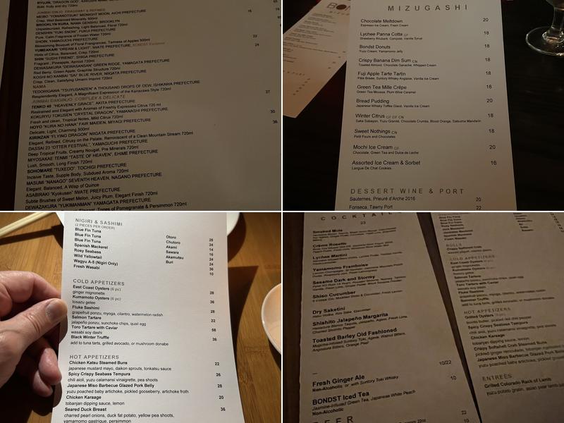 BONDST Menu
