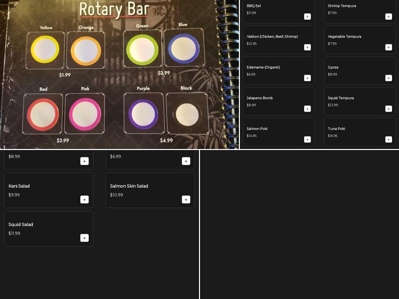Rotary Sushi Menu